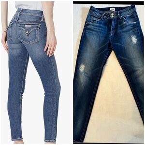 Hudson Jeans Women's 28 Blue Collin Flap Skinny Cotton Blend Stretch